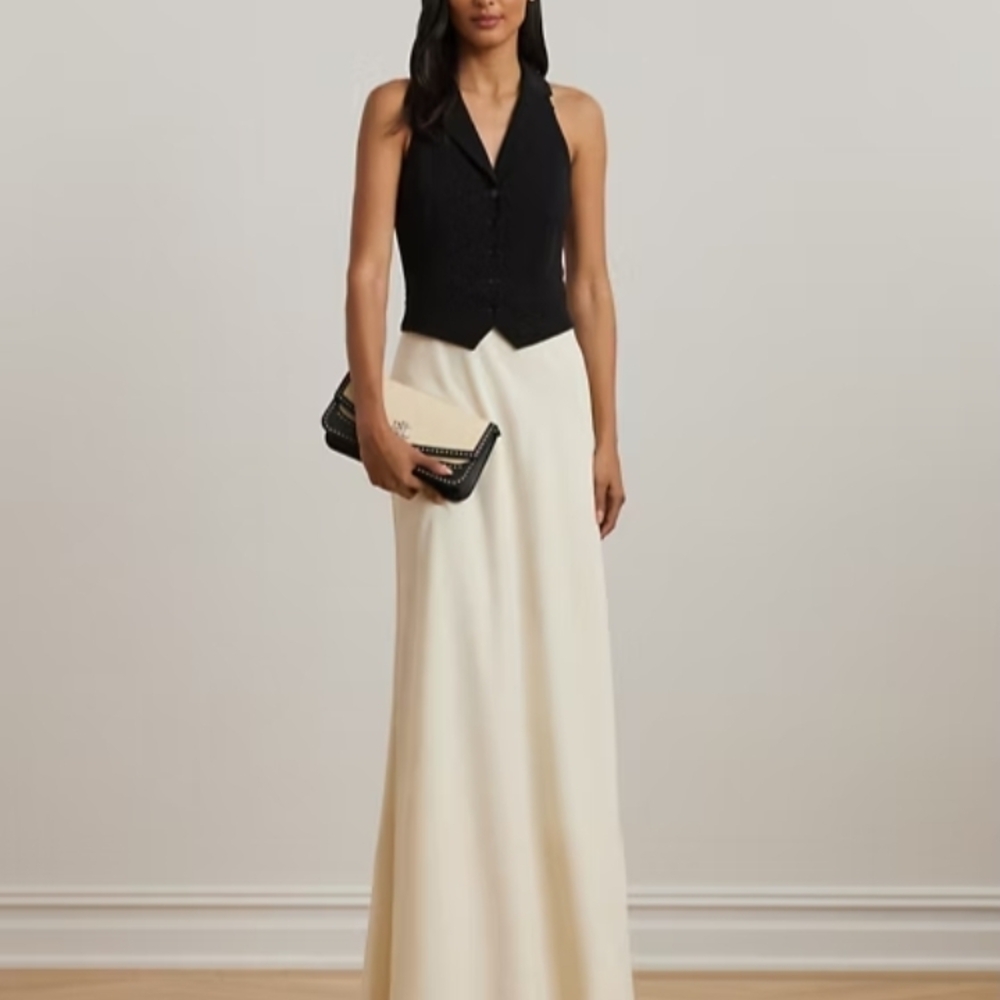 Polo Ralph Lauren Black and Cream Long Sleeve Dress